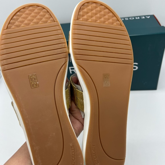 Aerosoles Womens Clovis Gold Metallic Slip On Open Toe Pool Slides Sandals - Picture 4 of 7